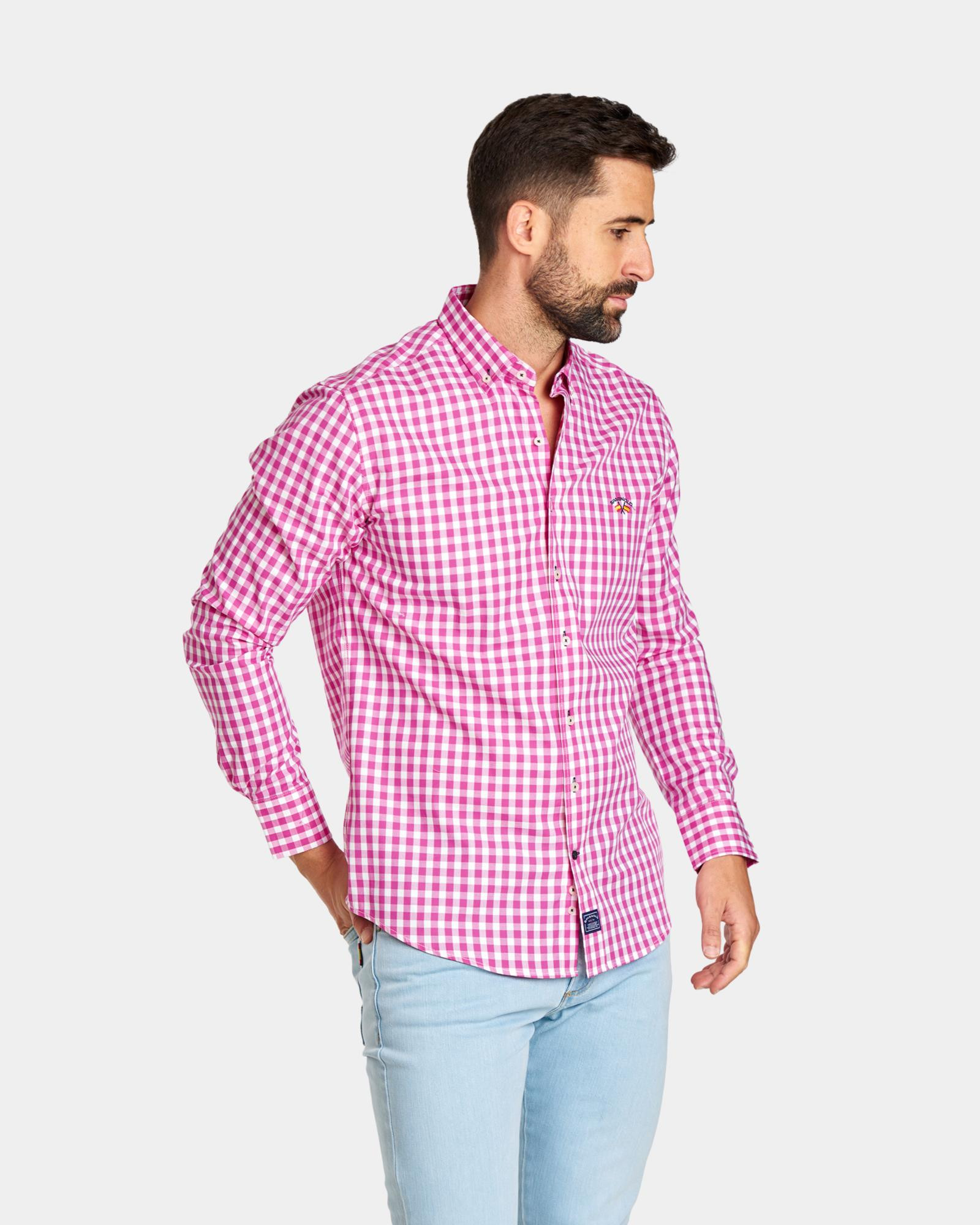 Camisa cuadros rosa hombre shop