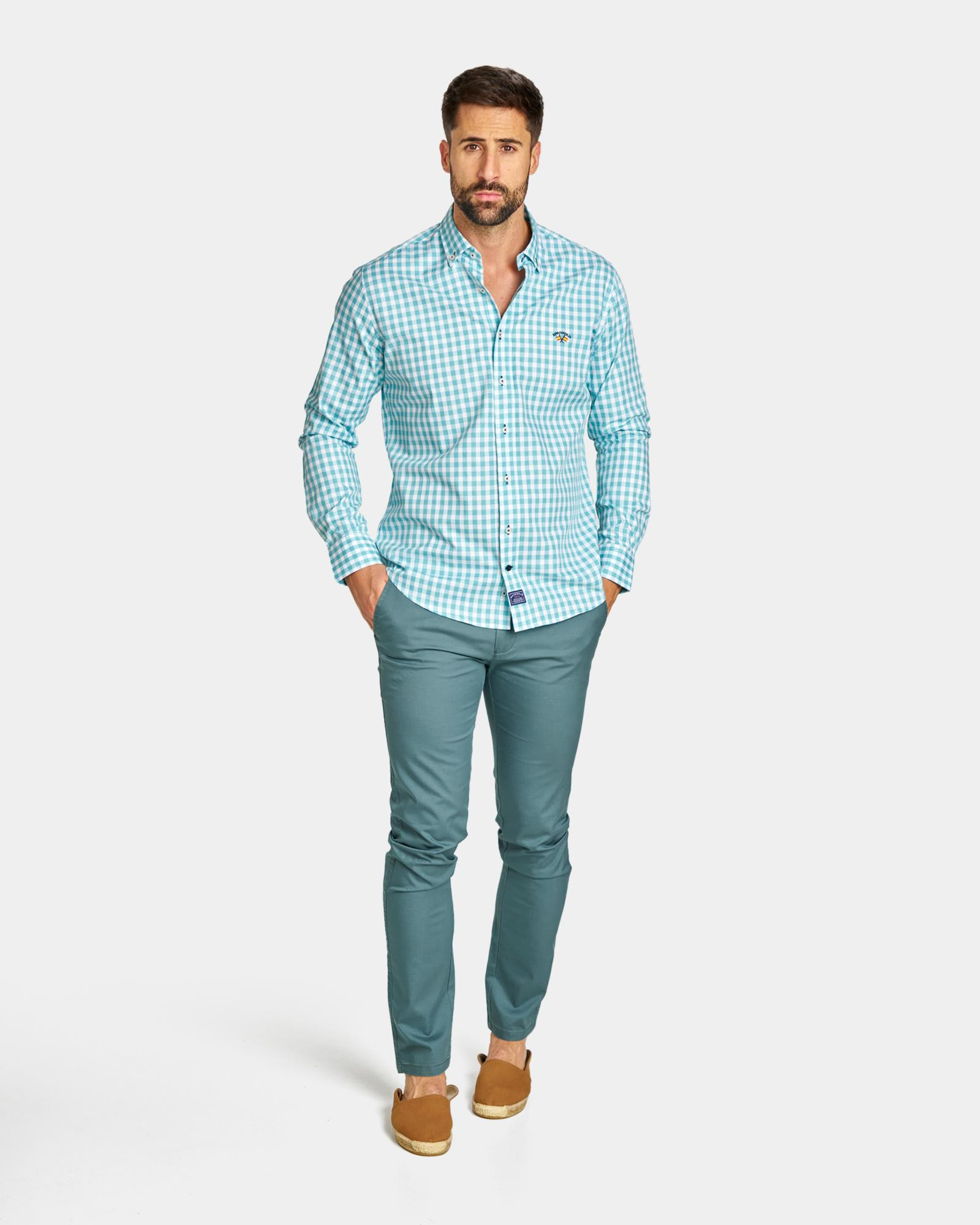Camisa verde agua hombre on sale