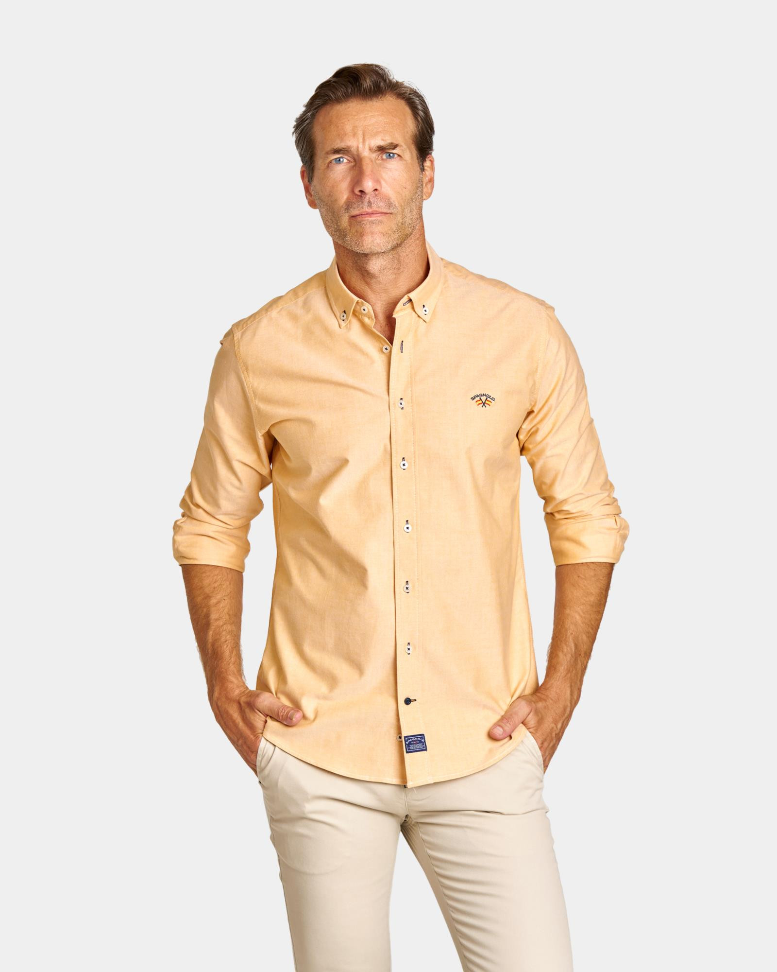 Camisa color amarillo para hombre discount