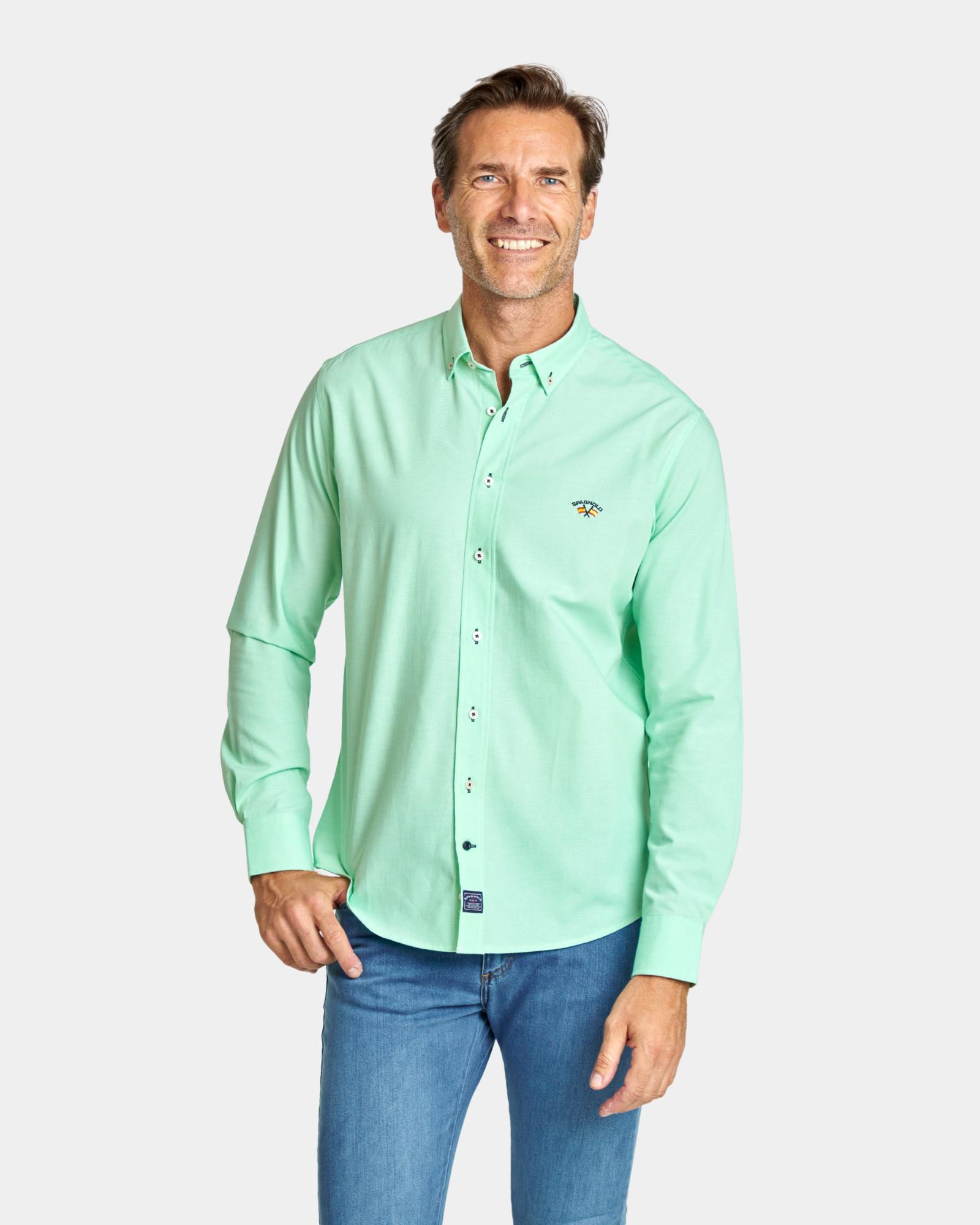 Camisa Oxford Verde Claro Spagnolo Color 000071 REF. 000071 Talla 01