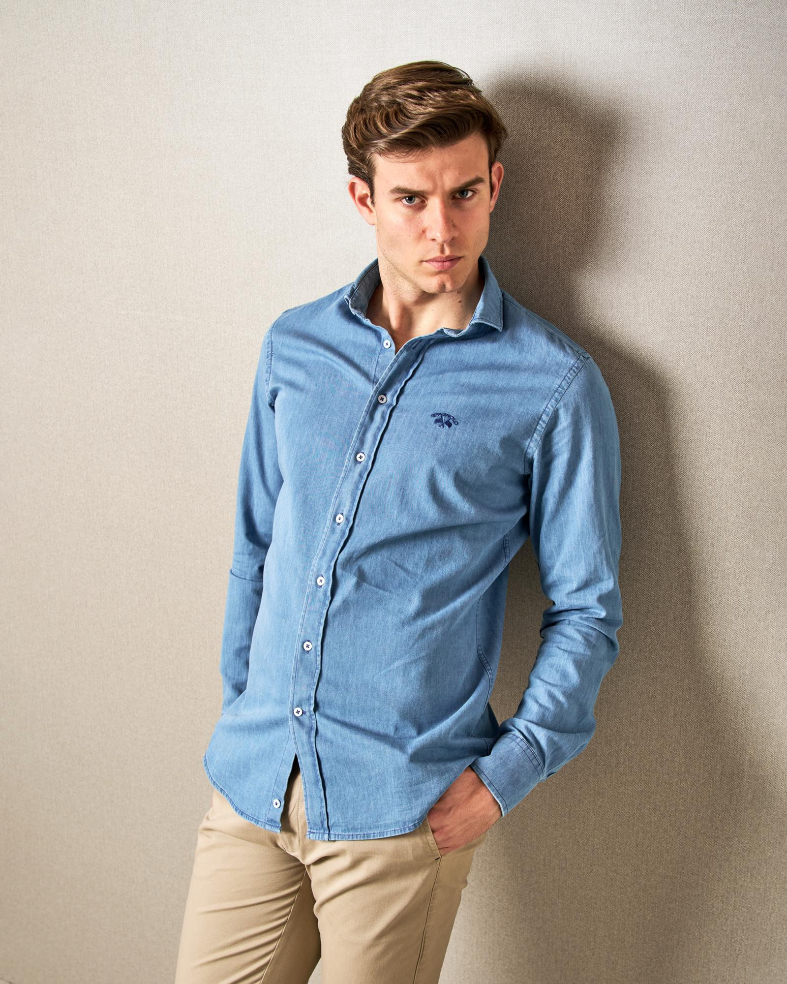 Camisa denim hombre sales