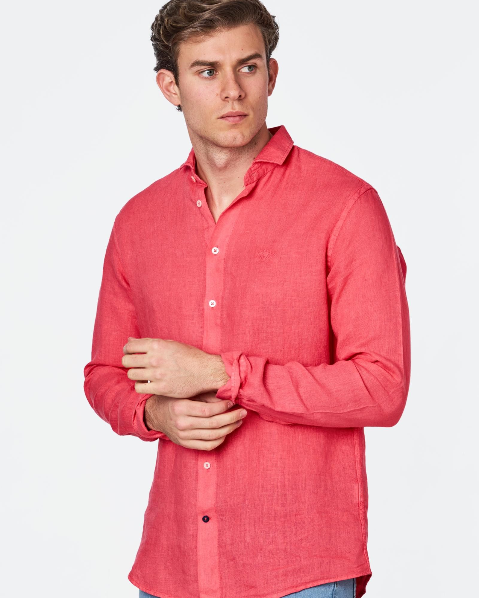 CAMISA DE HOMBRE LINO LISO SMART CORAL Talla 01 Color 400054 REF. 400054