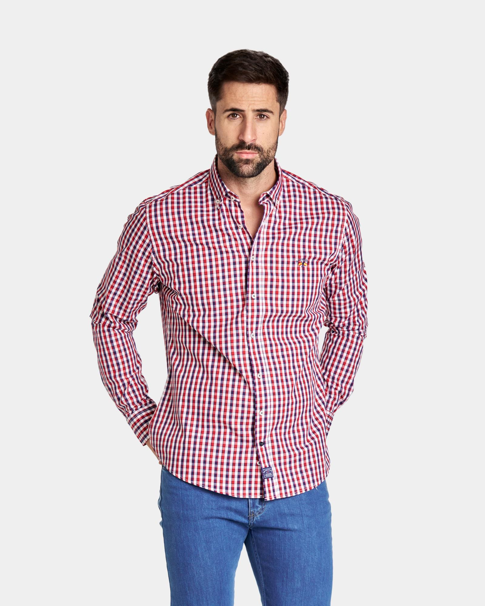 Camisa Popelin Cuadros Multicolor Spagnolo Color 015569 REF. 015569 Talla 02