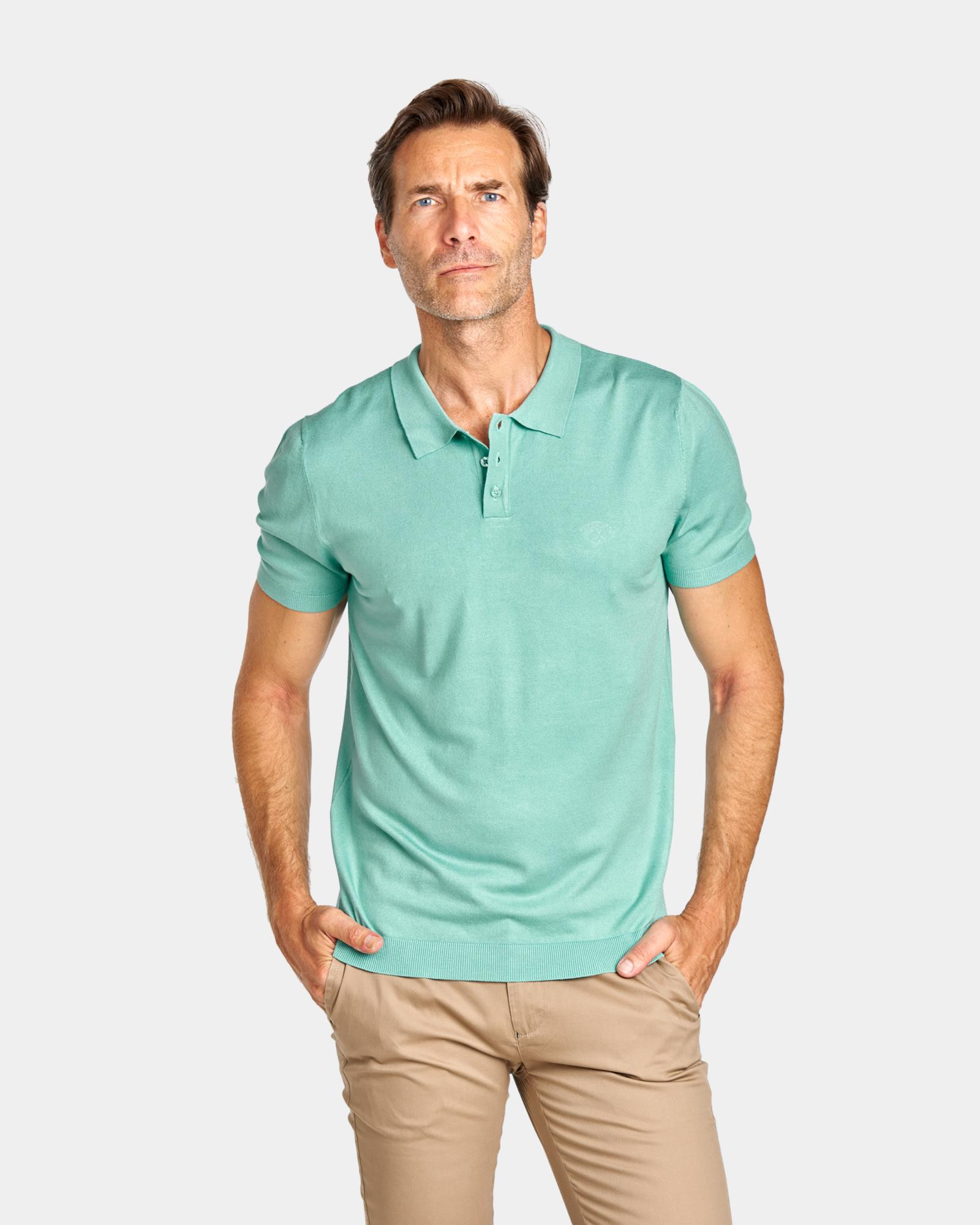 POLO DE HOMBRE PUNTO LISO VERDE AGUA Color 000072 REF. 000072 Talla XS
