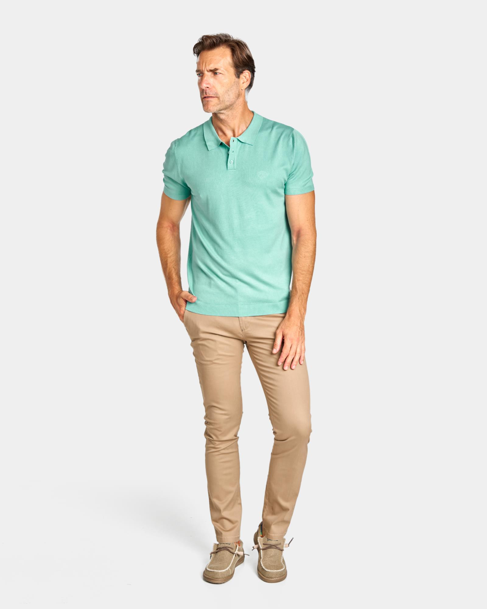 Polo verde agua hombre sales