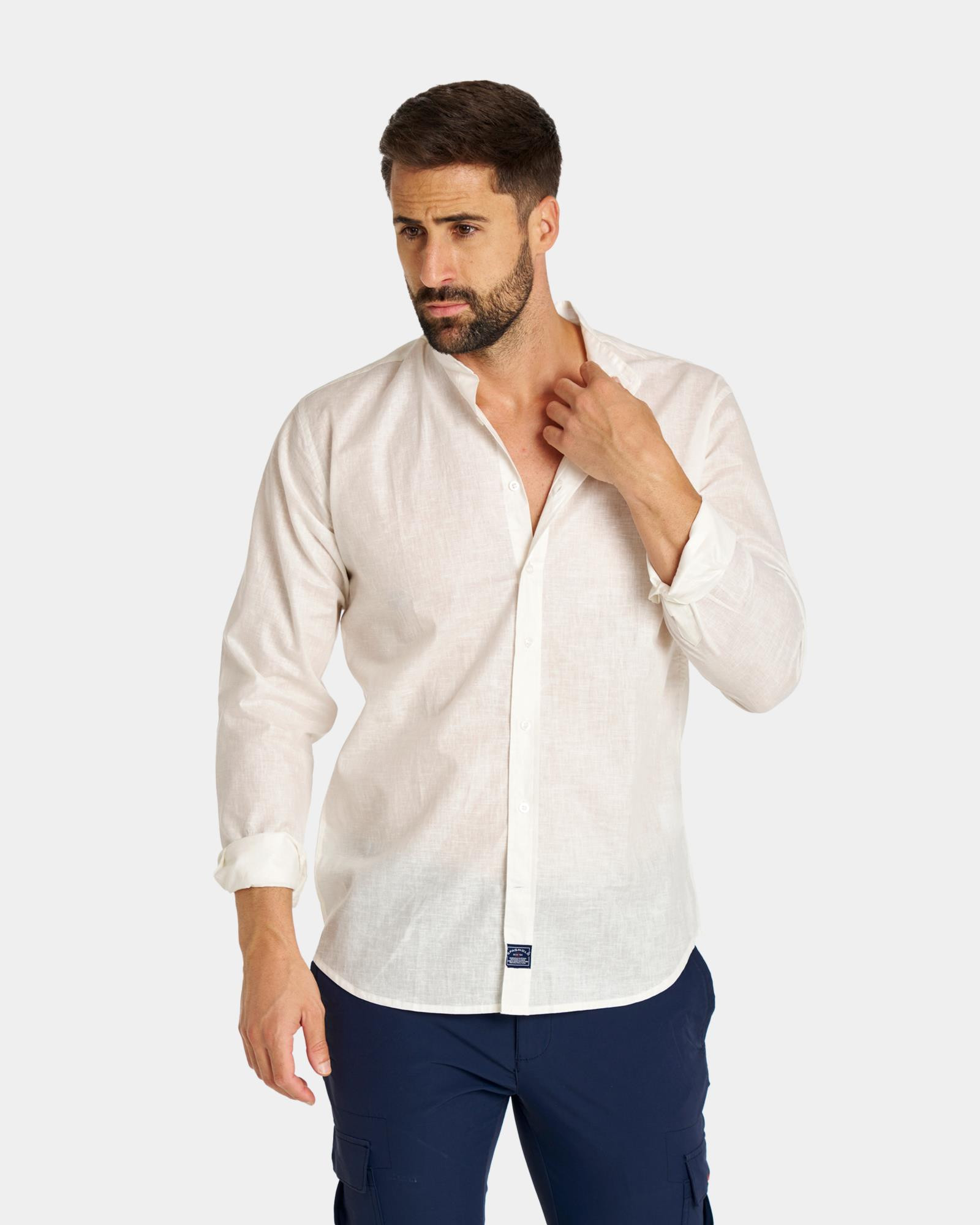 CAMISA DE HOMBRE LINO REGULAR CUELLO MAO LISO Color 000001 REF. 000001 Talla 01