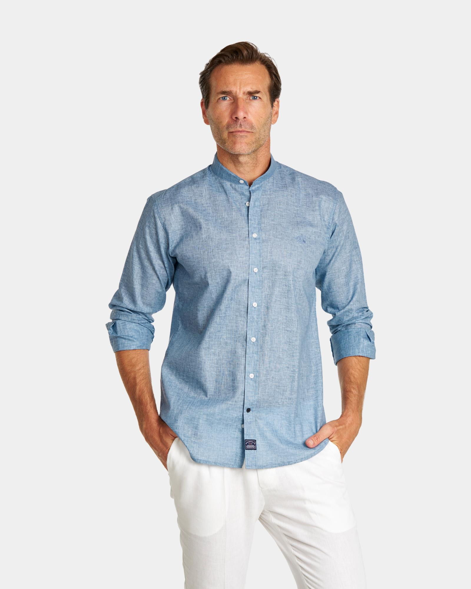 CAMISA DE HOMBRE LINO REGULAR CUELLO MAO LISO Color 000066 REF. 000066 Talla 01