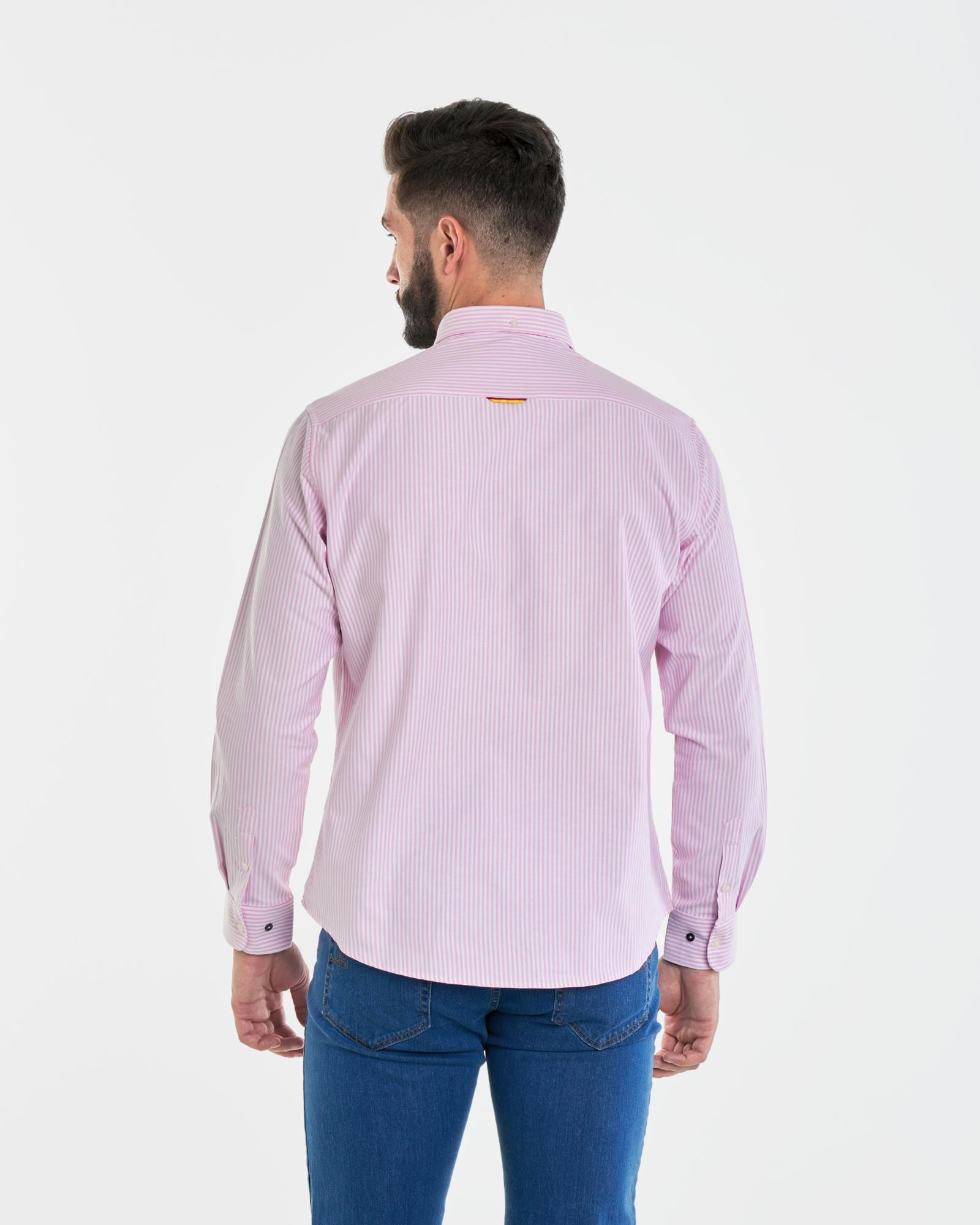 Camisa Oxford Rayas Rosa Hombre Spagnolo Color 000120 REF. 000120 Talla 01
