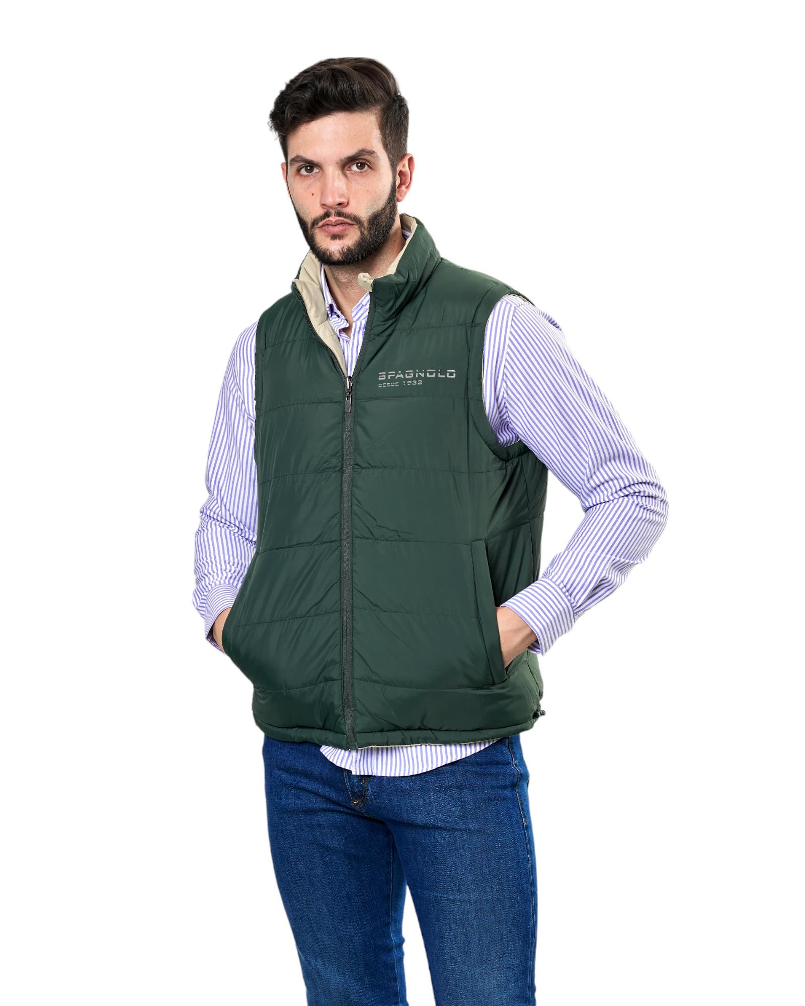 Compra Chaleco reversible beige verde en SPAGNOLO Talla 46 Color MARRON REF. 001279